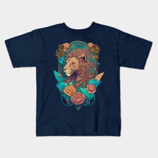 Lion and Flowers Kids T-Shirt